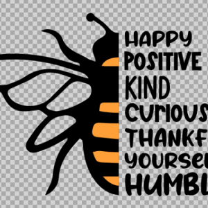 Free SVG Bee Happy Positive Sayings Tshirt Design