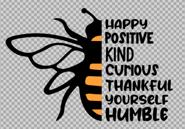 Free SVG Bee Happy Positive Sayings Tshirt Design
