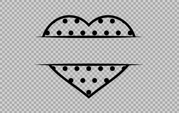 Free SVG Dotted Split Heart