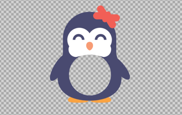 Free SVG Girl Penguin With Bow Monogram