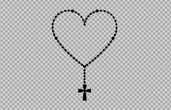 Free SVG Heart Rosary With Cross Pendant