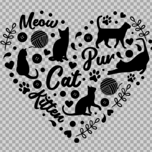 Free SVG Meow Pur Cat Kitten Heart