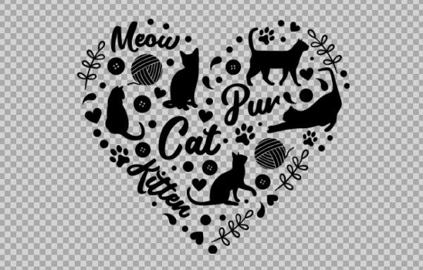 Free SVG Meow Pur Cat Kitten Heart