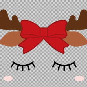 Free SVG Reindeer With Bow And Closed Eyes