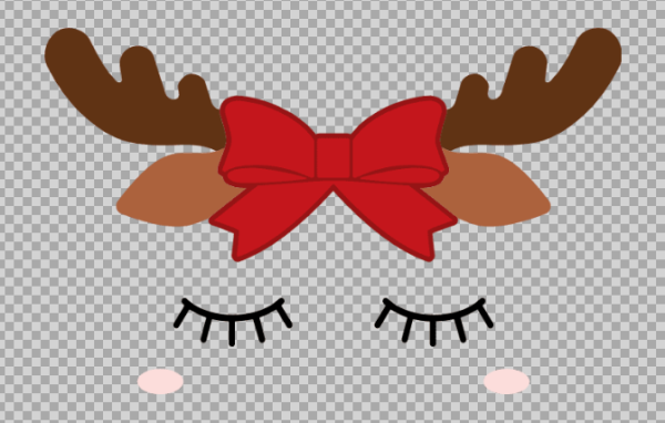 Free SVG Reindeer With Bow And Closed Eyes