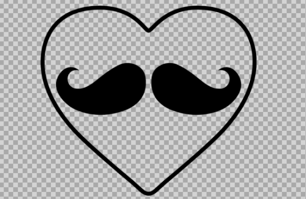 Free SVG Moustache In A Heart Clipart Image, Fathers Day