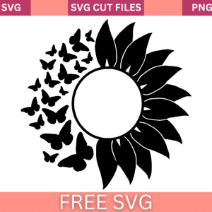 Sunflower Butterfly SVG Free