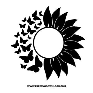 Butterfly sunflower free SVG