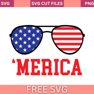 American Flag With Glasses 4th Of July Svg Free Cut File