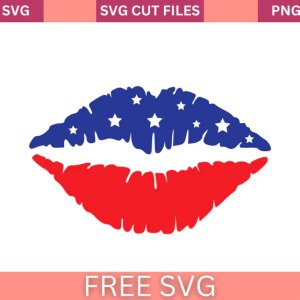 American Kiss 4th of July SVG Free Cut File for Cricut